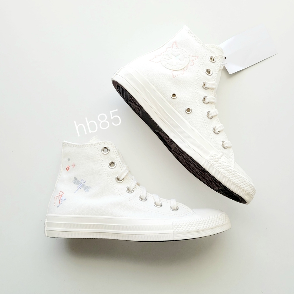 Converse CTAS Hi Egret Pale Amethyst Embroidered Women's 6 - Picture 3 of 9